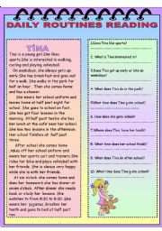 English Worksheet: Daily Routines reading
