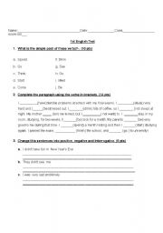 English worksheet: Past simple English test