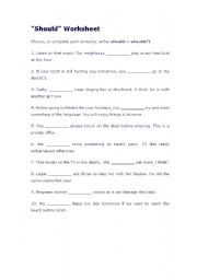 English Worksheet: should & shouldnt