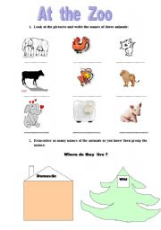 English Worksheet: At the Zoo