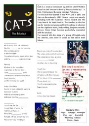 English Worksheet: CATS the Musical. Reading and Theme song 