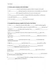 English Worksheet: Past Perfect