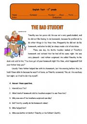 English Worksheet: Test - The bad Student