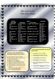 English worksheet: past simple of the verb TO BE