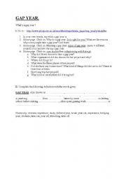 English worksheet: Gap Year