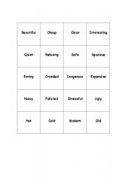 English worksheet: Memory game: Adjectives