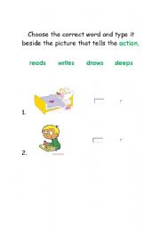 English Worksheet: Choose the action verb