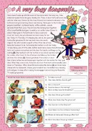 English Worksheet: A VERY BUSY HOUSEWIFE...