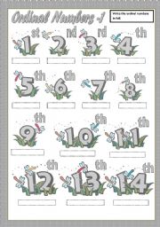 English Worksheet: ORDINAL NUMBERS 1/2
