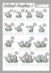 English Worksheet: ORDINAL NUMBERS 1/2