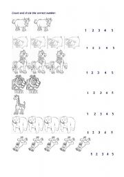 English Worksheet: count the animals