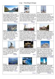 English Worksheet: Loop - Travelling in Europe