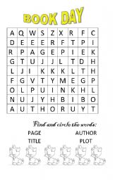 English worksheet: BOOK DAY WORDSEARCH