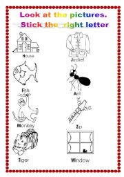 English Worksheet: Alphabet fun - find the right letter