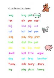 English Worksheet: Rhymes