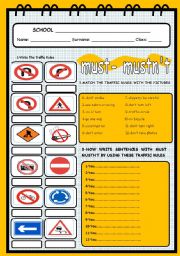 English Worksheet: must- mustnt with traffic rules