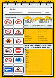 English Worksheet: must- mustnt with traffic rules