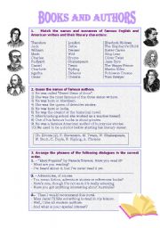 English Worksheet: BOOKS AND AUTHORS