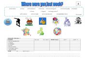 English Worksheet: PAIRWORK /  Where were you?