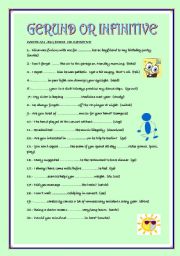 English Worksheet: GERUND OR INFINITIVE