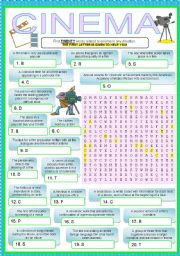 English Worksheet: CINEMA RELATED WORDS (key included)