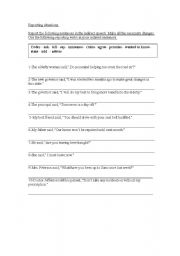 English Worksheet: Indirect speech