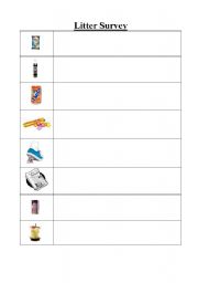 English worksheet: Litter Survey