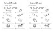 English Worksheet: School objects & Colours