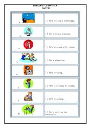 English Worksheet: Present Continuous _ Match