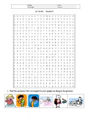 English Worksheet: Present continuous _Sentence Search