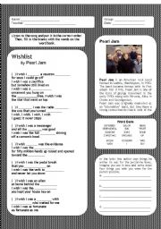 English Worksheet: wishlist - Pearl Jam