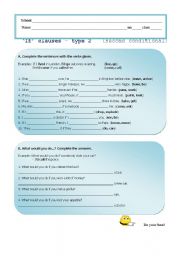 English Worksheet: worksheet on second conditional
