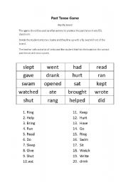 English Worksheet: Past tense game - slap the board