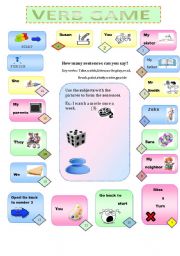 English Worksheet: Verb board game