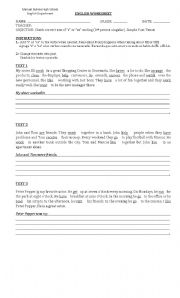 English worksheet: Present Simple and Past Simple