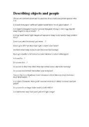 English Worksheet: Describing people