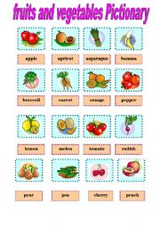 English Worksheet: Fruits and vegetables