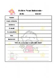 English Worksheet: Join the club 