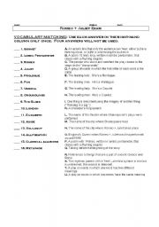 English Worksheet: Romeo and Juliet Exam