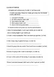 English Worksheet: n order to