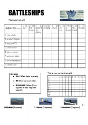 English Worksheet: Present Perfect Battleships