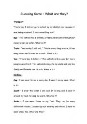 English worksheet: Guessing game