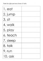English Worksheet: verbs 