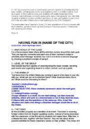 English worksheet: HAVING FUN IN (NAME OF THE CITY)