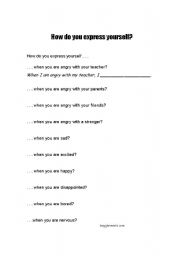 English worksheet: How do you express yourself?