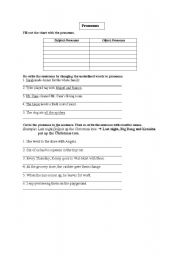 English worksheet: Pronouns Worksheet