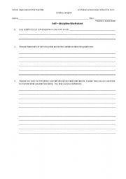 English worksheet: self descipline