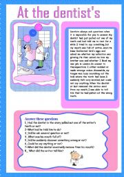 English Worksheet: At the dentists