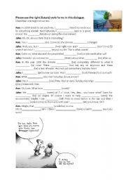 English Worksheet: Future tense- dialogue