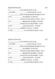 English worksheet: simple past quiz